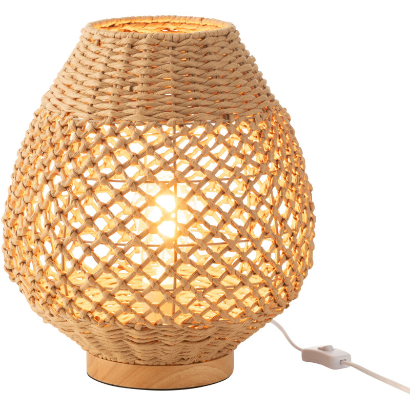 Lampe à poser bohème Hauteur 35 cm en Rotin Naturel Torsadé Métal Kazu - 2
