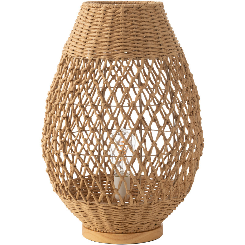 Grande Lampe à poser bohème Hauteur 54 cm en Rotin Naturel Torsadé Métal Kazu - 1
