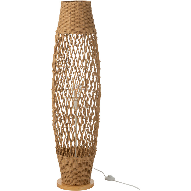 Lampadaire bohème Hauteur 119 cm en Rotin Naturel Torsadé Métal Kazu - 1