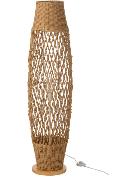 Lampadaire bohème Hauteur 119 cm en Rotin Naturel Torsadé Métal Kazu - 1