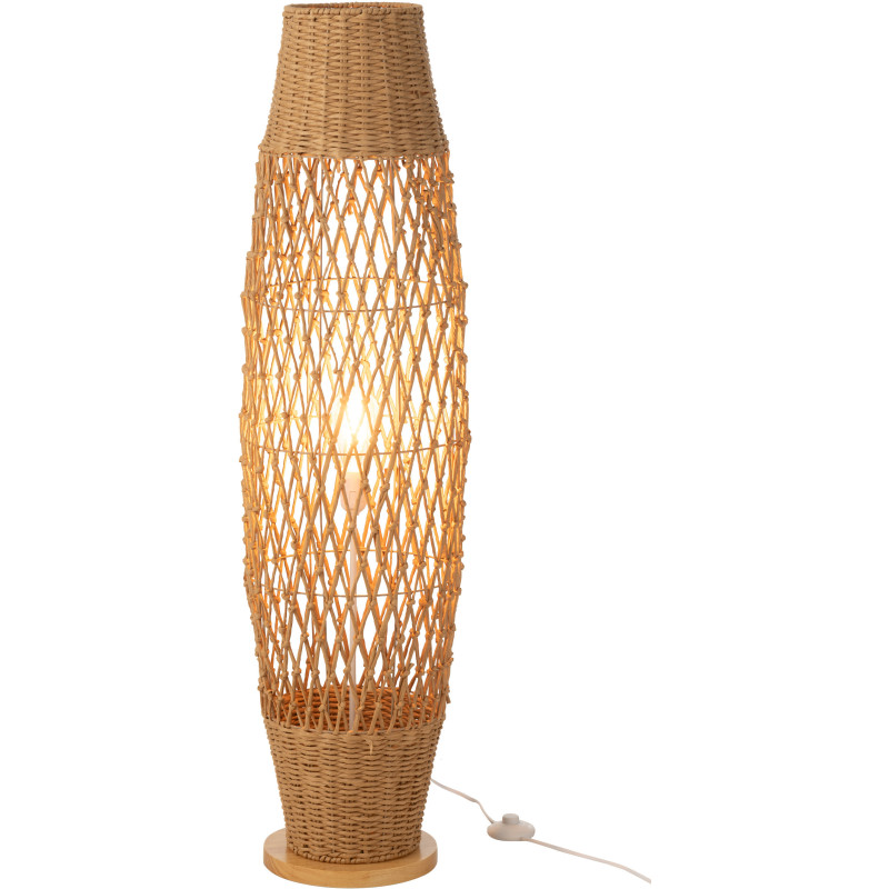 Lampadaire bohème Hauteur 119 cm en Rotin Naturel Torsadé Métal Kazu - 2