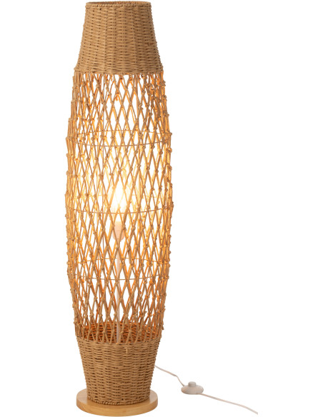 Lampadaire bohème Hauteur 119 cm en Rotin Naturel Torsadé Métal Kazu - 2