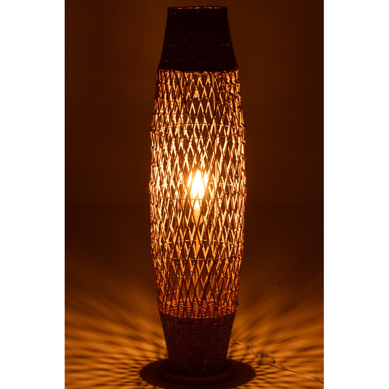 Lampadaire bohème Hauteur 119 cm en Rotin Naturel Torsadé Métal Kazu - 3