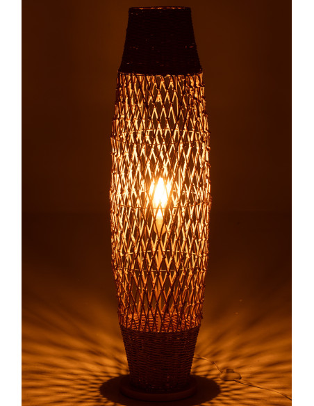 Lampadaire bohème Hauteur 119 cm en Rotin Naturel Torsadé Métal Kazu - 3