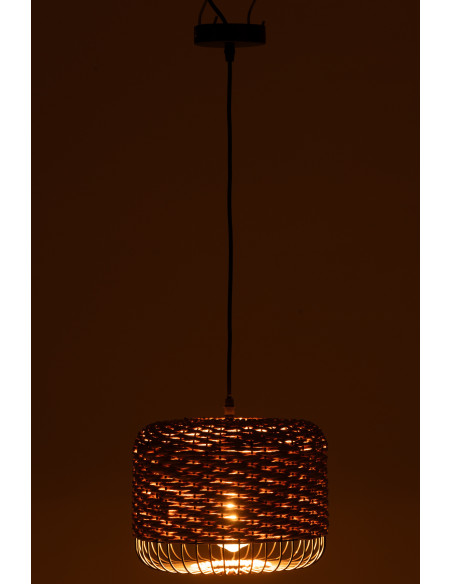 Suspension moderne africaine Diamètre 27 cm en Fibre Naturel Tressé Métal Noir Lemu - 4