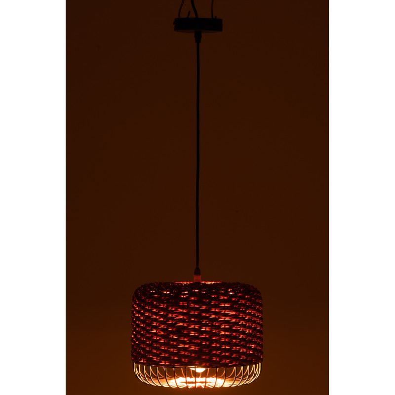 Suspension moderne africaine Diamètre 27 cm en Fibre Orange Tressé Métal Noir Lemu - 4