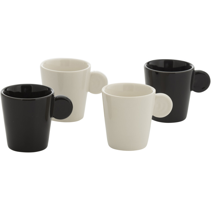 Coffret 4 Tasses espresso modernes 75 ml en Céramique Noir Blanc Noxi - 1