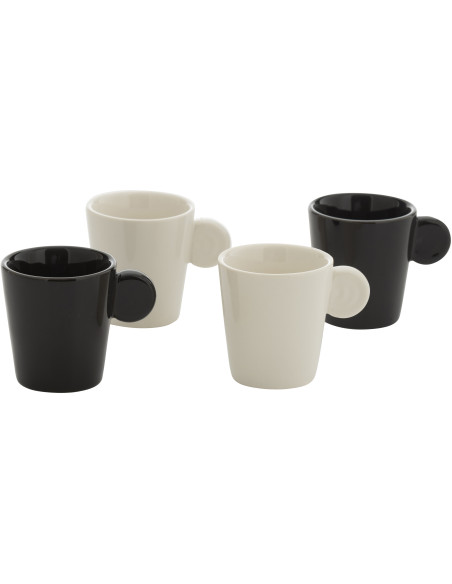 Coffret 4 Tasses espresso modernes 75 ml en Céramique Noir Blanc Noxi - 1