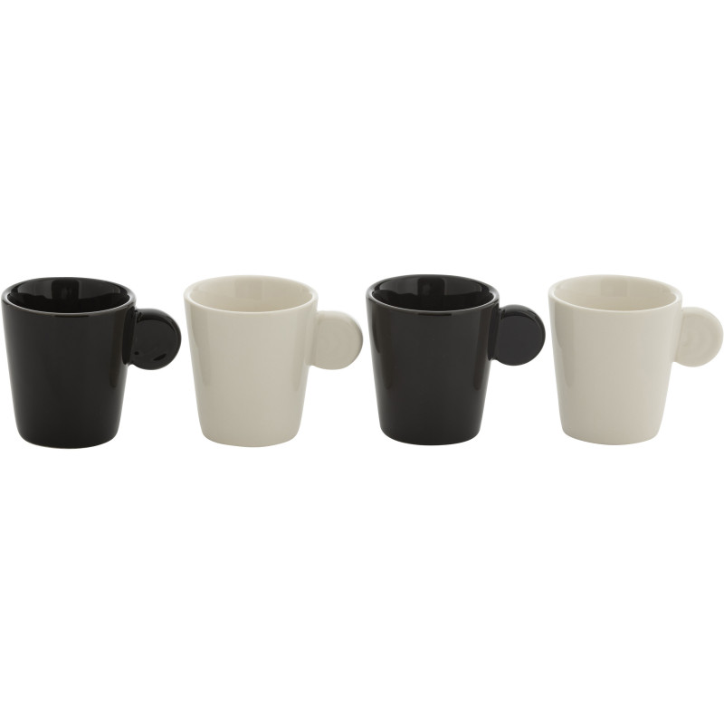 Coffret 4 Tasses espresso modernes 75 ml en Céramique Noir Blanc Noxi - 2