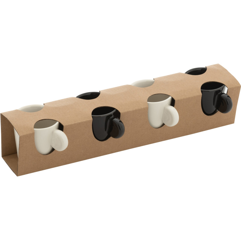 Coffret 4 Tasses espresso modernes 75 ml en Céramique Noir Blanc Noxi - 3