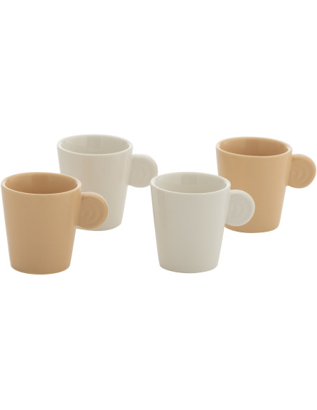 Coffret 4 Tasses espresso modernes 75 ml en Céramique Beige Blanc Noxi - 1