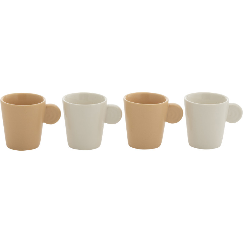 Coffret 4 Tasses espresso modernes 75 ml en Céramique Beige Blanc Noxi - 2