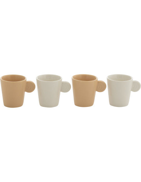 Coffret 4 Tasses espresso modernes 75 ml en Céramique Beige Blanc Noxi - 2