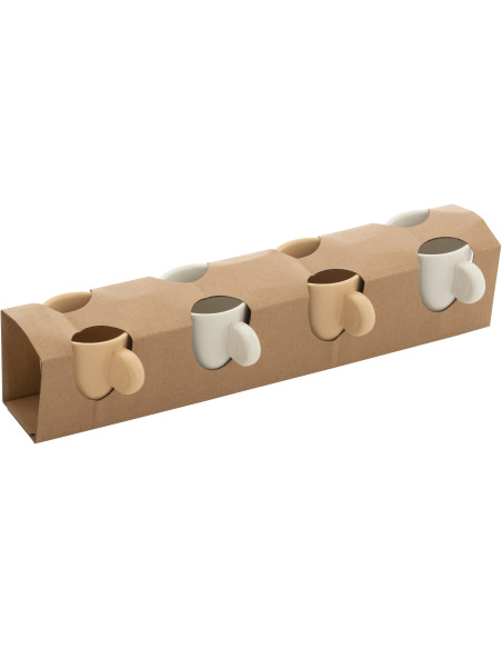 Coffret 4 Tasses espresso modernes 75 ml en Céramique Beige Blanc Noxi - 3