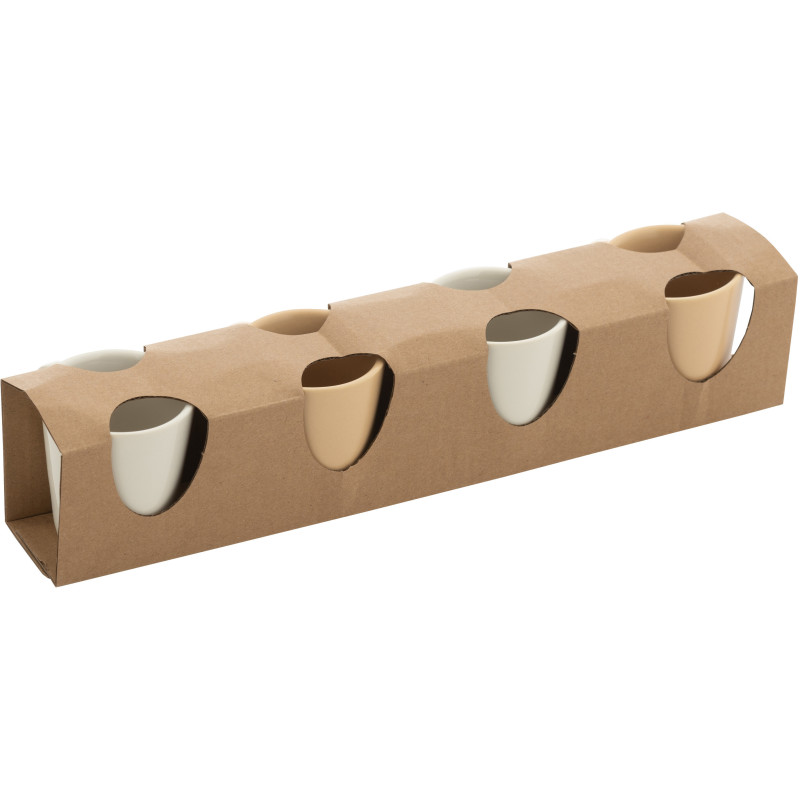 Coffret 4 Tasses espresso modernes 75 ml en Céramique Beige Blanc Noxi - 4