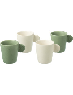 Coffret 4 Tasses espresso modernes 75 ml en Céramique Vert Blanc Noxi - 1