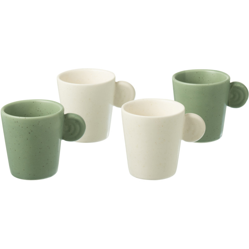 Coffret 4 Tasses espresso modernes 75 ml en Céramique Vert Blanc Noxi - 1