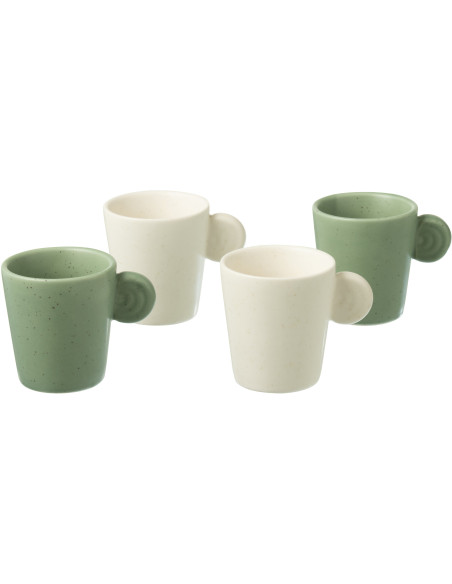 Coffret 4 Tasses espresso modernes 75 ml en Céramique Vert Blanc Noxi - 1