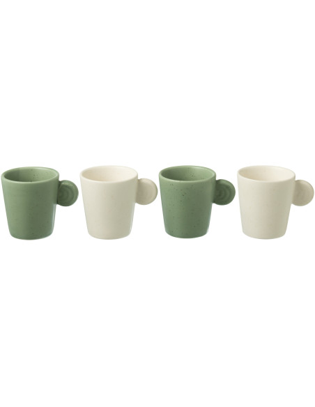 Coffret 4 Tasses espresso modernes 75 ml en Céramique Vert Blanc Noxi - 2