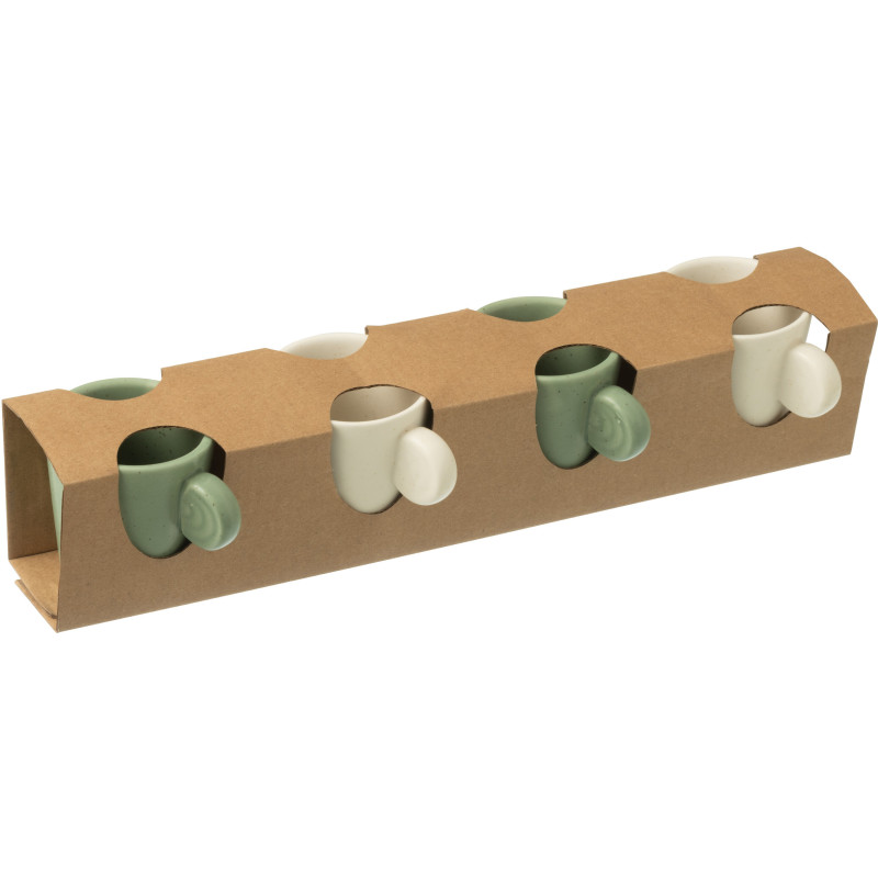 Coffret 4 Tasses espresso modernes 75 ml en Céramique Vert Blanc Noxi - 3