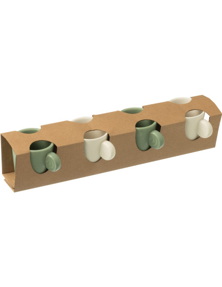 Coffret 4 Tasses espresso modernes 75 ml en Céramique Vert Blanc Noxi - 3