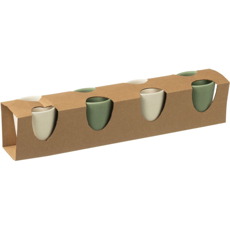 Coffret 4 Tasses espresso modernes 75 ml en Céramique Vert Blanc Noxi - 4