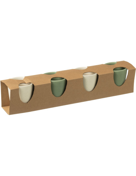 Coffret 4 Tasses espresso modernes 75 ml en Céramique Vert Blanc Noxi - 4