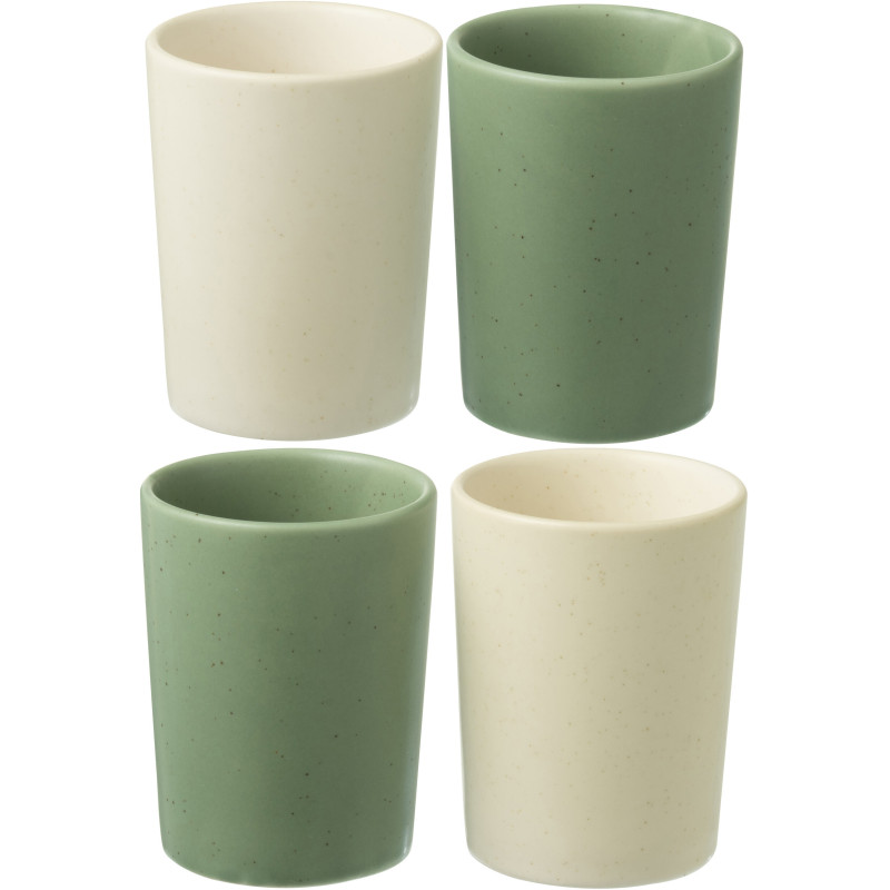 Coffret 4 Tasses à café modernes 220 ml en Céramique Vert Blanc Noxi - 1