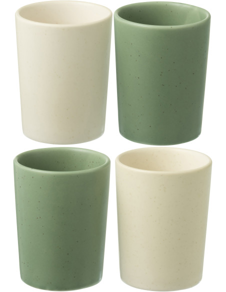 Coffret 4 Tasses à café modernes 220 ml en Céramique Vert Blanc Noxi - 1