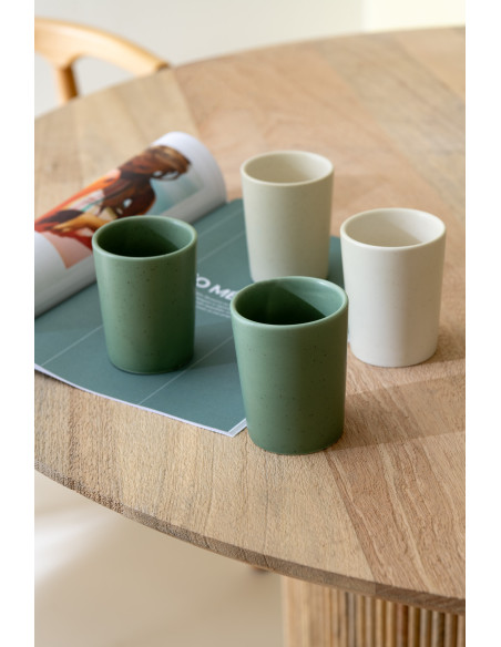 Coffret 4 Tasses à café modernes 220 ml en Céramique Vert Blanc Noxi - 2