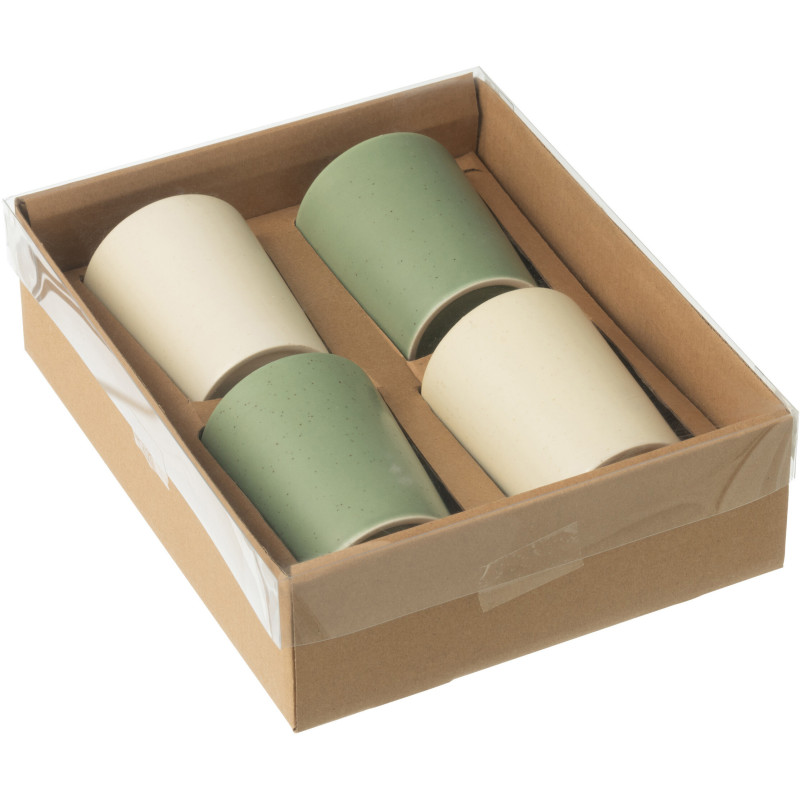 Coffret 4 Tasses à café modernes 220 ml en Céramique Vert Blanc Noxi - 3