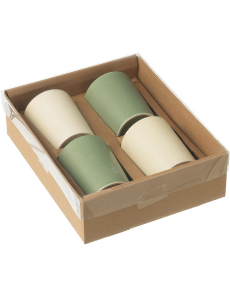 Coffret 4 Tasses à café modernes 220 ml en Céramique Vert Blanc Noxi - 3