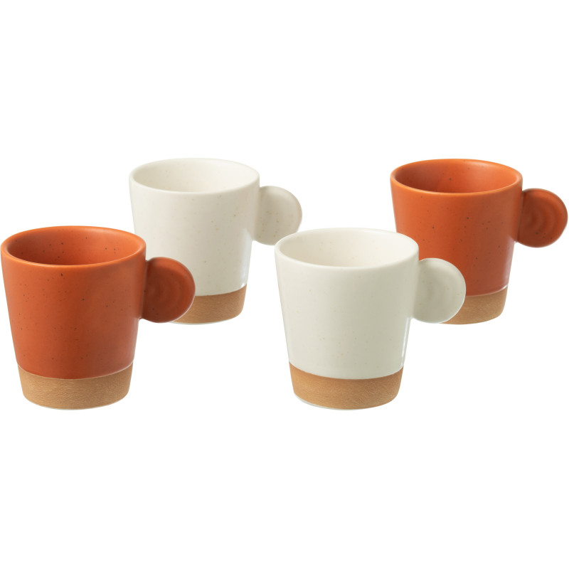 Coffret 4 Tasses espresso modernes 75 ml en Céramique Terracotta Blanc Noxi - 1