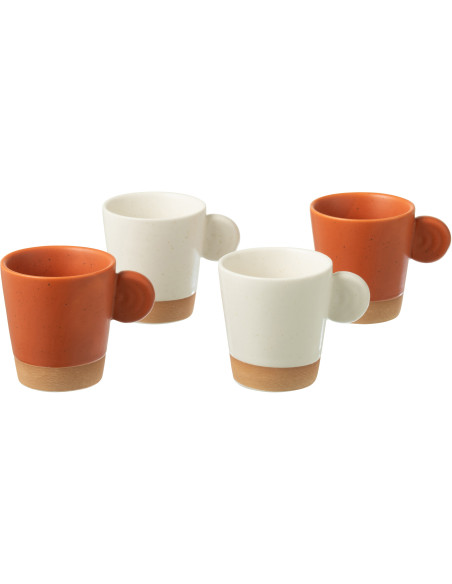 Coffret 4 Tasses espresso modernes 75 ml en Céramique Terracotta Blanc Noxi - 1