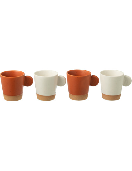Coffret 4 Tasses espresso modernes 75 ml en Céramique Terracotta Blanc Noxi - 2