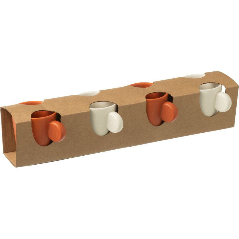 Coffret 4 Tasses espresso modernes 75 ml en Céramique Terracotta Blanc Noxi - 3