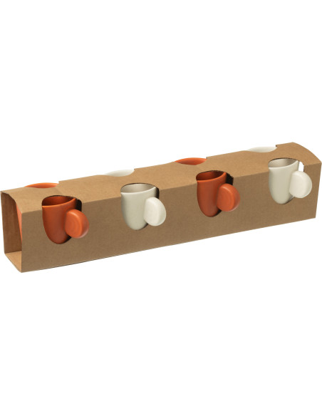 Coffret 4 Tasses espresso modernes 75 ml en Céramique Terracotta Blanc Noxi - 3