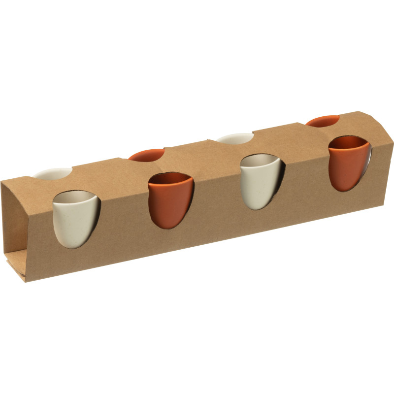 Coffret 4 Tasses espresso modernes 75 ml en Céramique Terracotta Blanc Noxi - 4