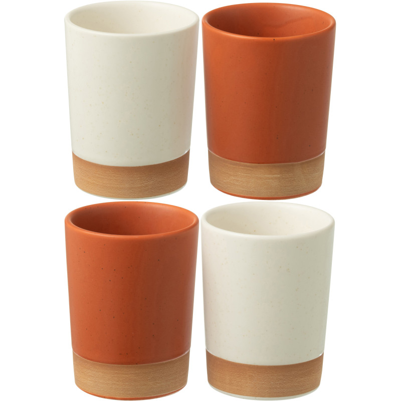 Coffret 4 Tasses à café modernes 220 ml en Céramique Terracotta Blanc Noxi - 1