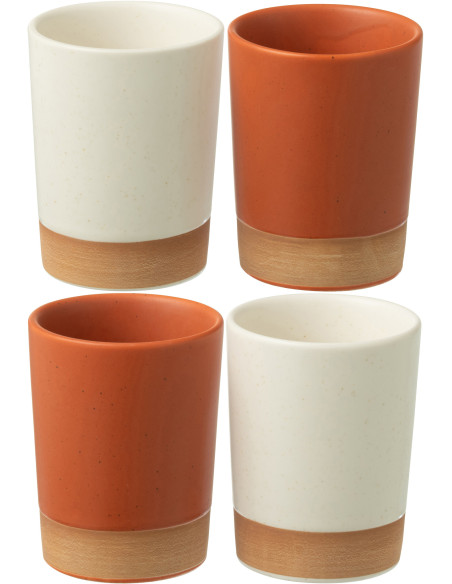 Coffret 4 Tasses à café modernes 220 ml en Céramique Terracotta Blanc Noxi - 1