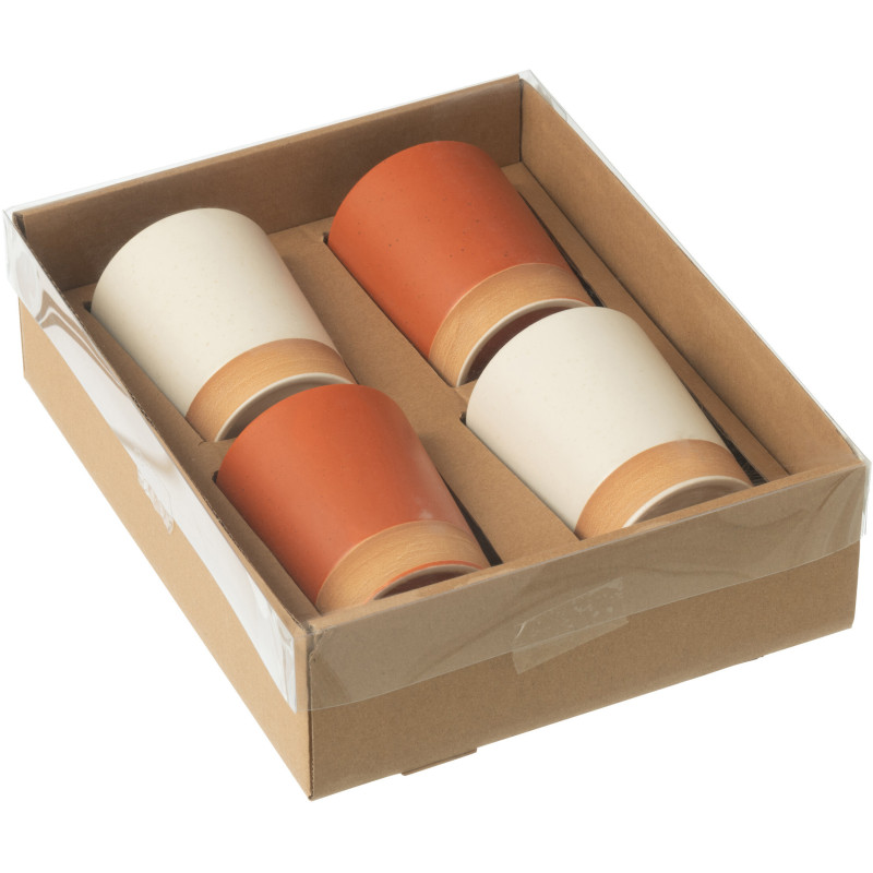 Coffret 4 Tasses à café modernes 220 ml en Céramique Terracotta Blanc Noxi - 2