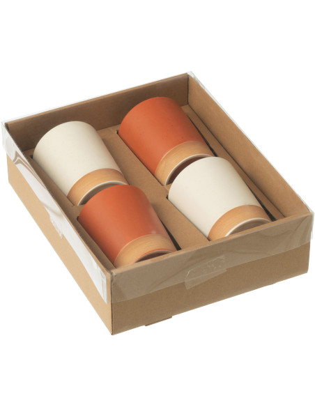 Coffret 4 Tasses à café modernes 220 ml en Céramique Terracotta Blanc Noxi - 2