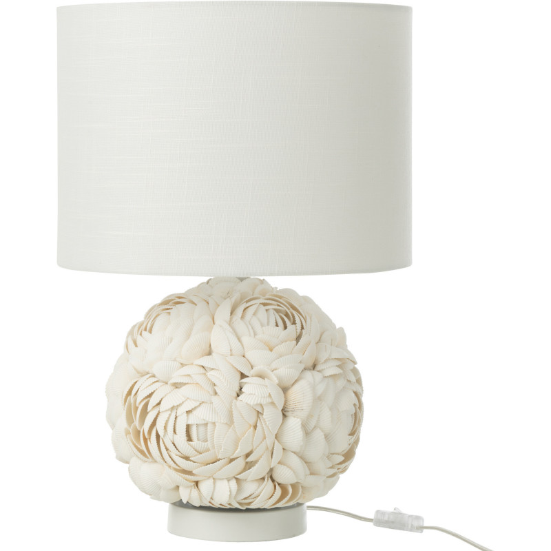Grande Lampe à poser originale Hauteur 50 cm en Coquillage Tissu Blanc Mila - 1