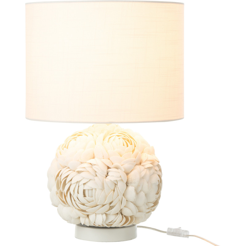 Grande Lampe à poser originale Hauteur 50 cm en Coquillage Tissu Blanc Mila - 3