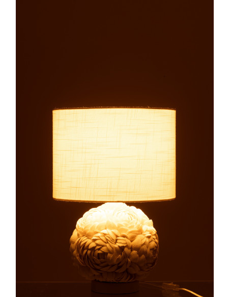 Grande Lampe à poser originale Hauteur 50 cm en Coquillage Tissu Blanc Mila - 4