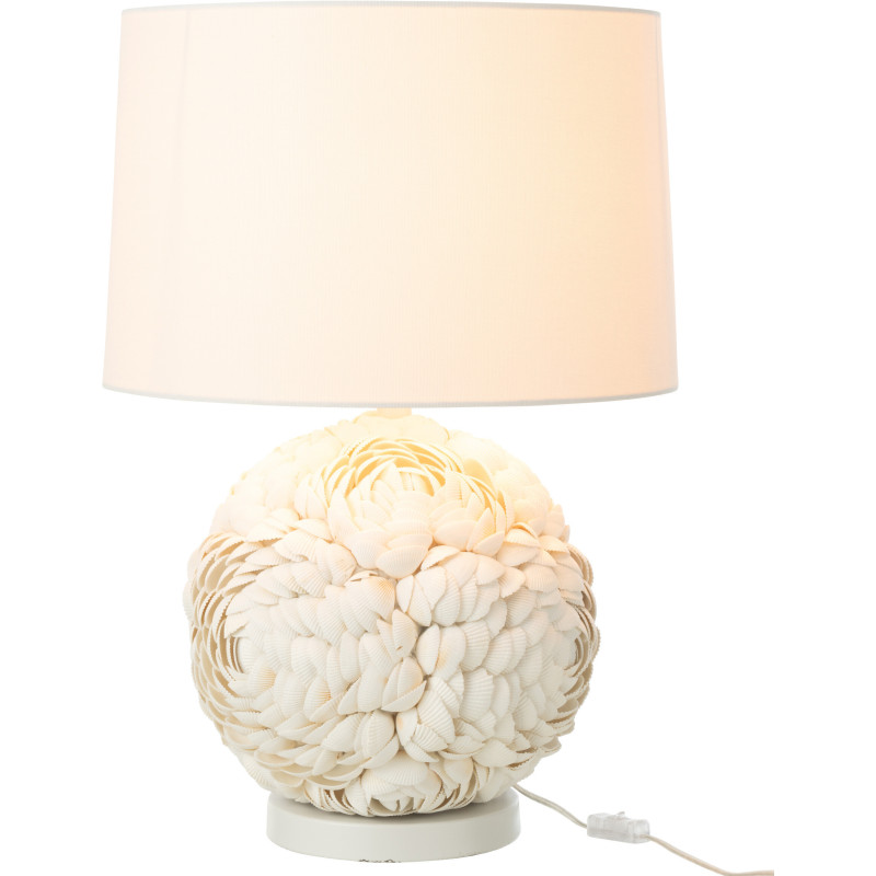 Grande Lampe à poser originale Hauteur 59 cm en Coquillage Tissu Blanc Mila - 3