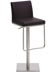 Tabouret de bar Avec dossier Nolan en Polyuréthane Chocolat Acier inoxydable Argenté Brossé mat - 1