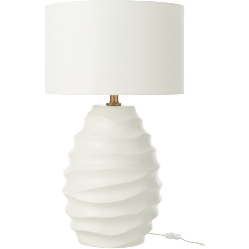 Grande Lampe à poser moderne vagues Hauteur 68 cm en Céramique Tissu Blanc Fyna - 1