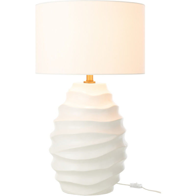 Grande Lampe à poser moderne vagues Hauteur 68 cm en Céramique Tissu Blanc Fyna - 2