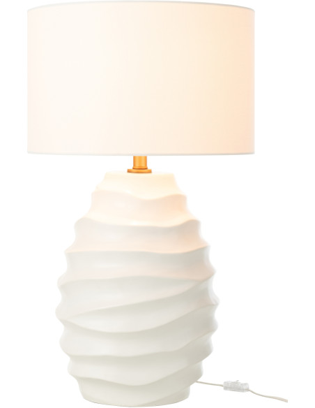 Grande Lampe à poser moderne vagues Hauteur 68 cm en Céramique Tissu Blanc Fyna - 2